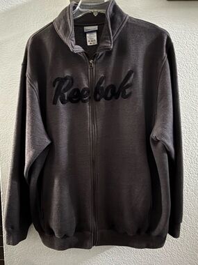 Reebok Men's Full-Zip Sweatshirt Jacket in Charcoal Black